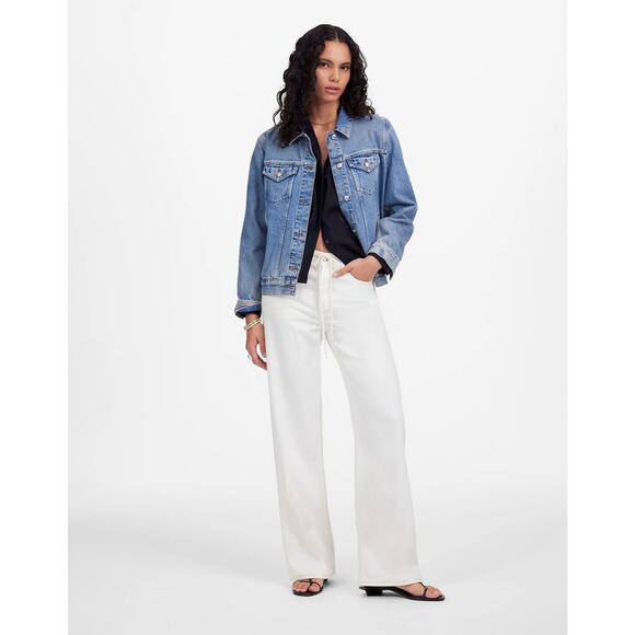 NWT Madewell White Low-Slung Baggy Airy Denim Jeans Sz 26 - Picture 1 of 12